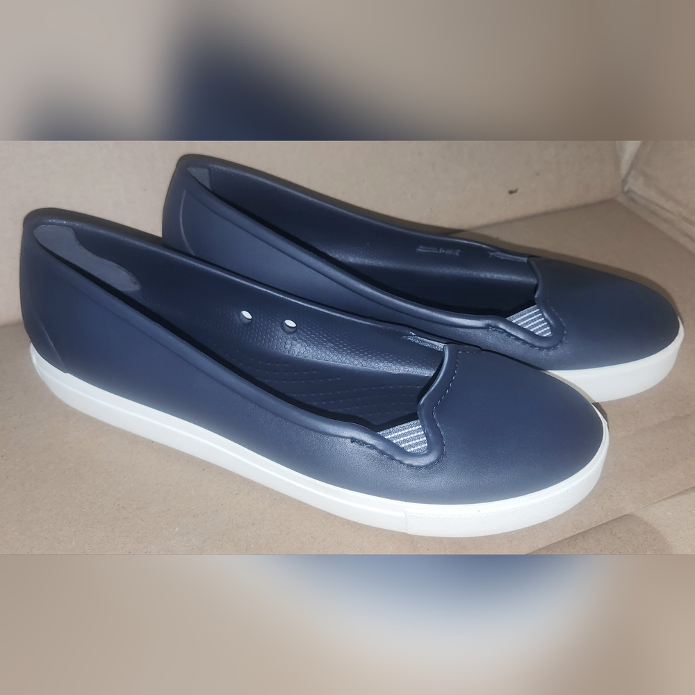 CROCS Women's Citilane Ballet Flats Size 11 Blue Rubber Slip On Beach Pool Shoe